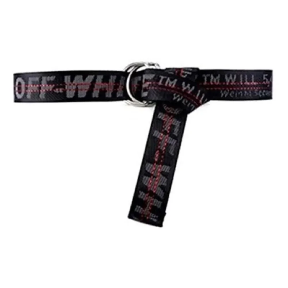 Unisex One Size Off-White D-ring Industrial Nylon Belt 58” In Black/Grey/Red